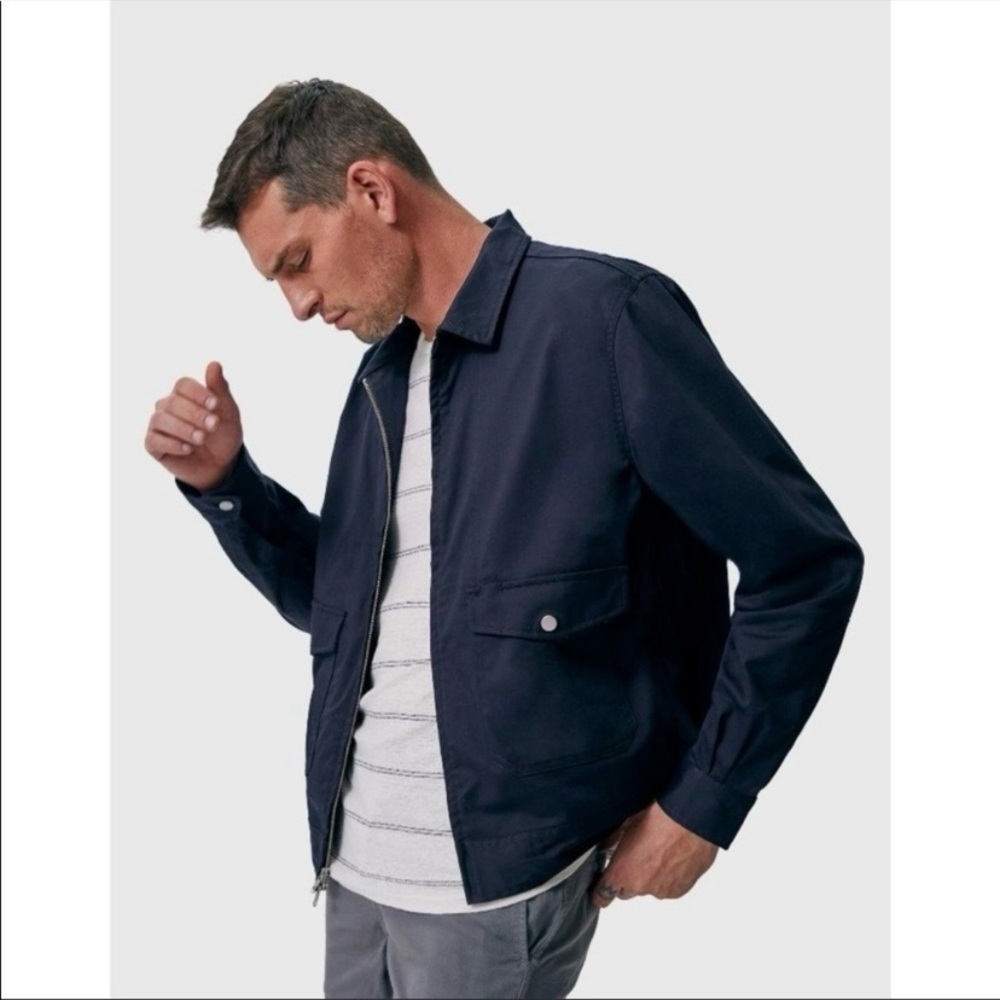 BLDWN Jacket Men M Cotton Salonas Slim Fit Military Field Utility Navy MSRP $418